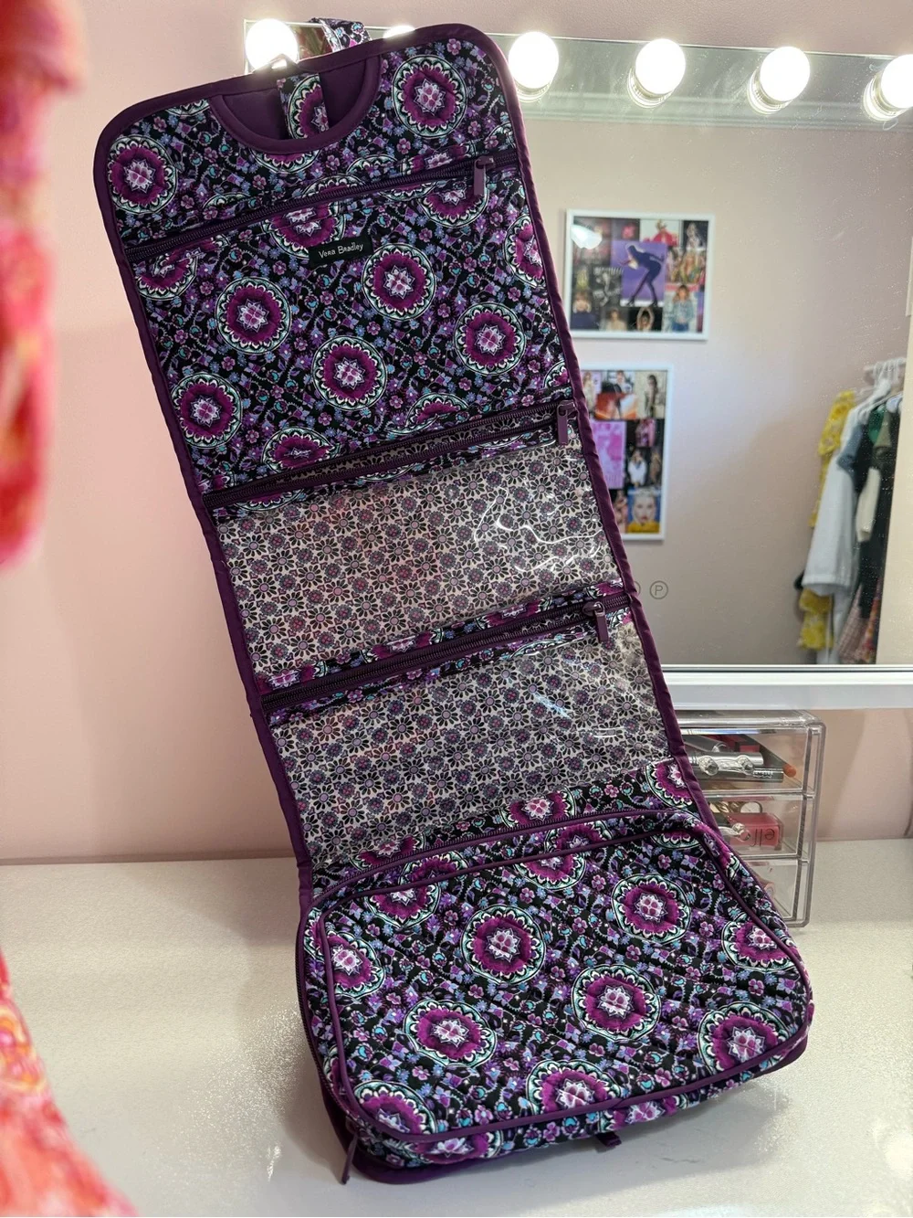 Vera Bradley Lilac Medallion Hanging Travel Organizer